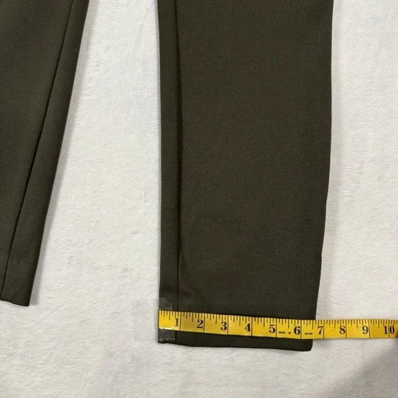 WHBM Jolie Straight Luxe Stretch Pants Size 8 Olive Green Gold Button Sailor - Picture 14 of 16
